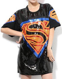 Embellished Superhero Logo T-Shirt in Black - DESIGNER INSPIRED FASHIONS