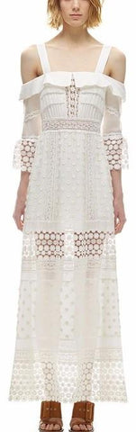 Long Sleeved Off Shoulder Maxi Dress - DESIGNER INSPIRED FASHIONS