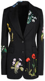 Black Floral Embroidered Blazer-Jacket - DESIGNER INSPIRED FASHIONS