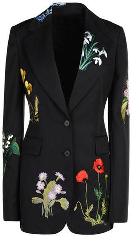 Black Floral Embroidered Blazer-Jacket - DESIGNER INSPIRED FASHIONS