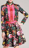 Garden Printed Zip Jacket & Skirt Set in White or Black - DESIGNER INSPIRED FASHIONS