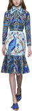 Peacock Printed Blouse & Pleated Skirt Set