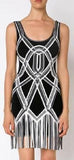 'Charoletta' Basket Weave Fringe Jacquard Dress - DESIGNER INSPIRED FASHIONS
