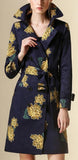 Floral Printed Trench Coat in Blue