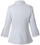 Chain Embellished Double-Breasted White Jacket - DESIGNER INSPIRED FASHIONS