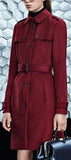 'Ciala' Woolen Trench Coat in Red - DESIGNER INSPIRED FASHIONS