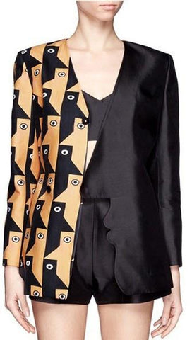 Face Print Asymmetric Blazer - DESIGNER INSPIRED FASHIONS