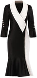 Crystal-Trimmed Two-Tone Cocktail Dress | DESIGNER INSPIRED FASHIONS
