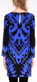 'Suzani' Silk Cady Dress with Long Sleeves in Sapphire Blue - DESIGNER INSPIRED FASHIONS