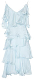 Ruffled Cold-Shoulder Chiffon Dress