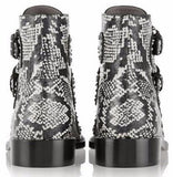 Snakeskin Effect Embellished Leather Boots - DESIGNER INSPIRED FASHIONS