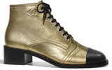 Lace-up Gold and Black Leather Booties