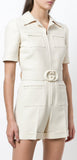 Belted Short Jumpsuit, White