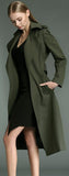 Long Wrap Coat in Army Green - DESIGNER INSPIRED FASHIONS