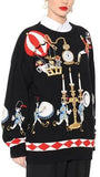 Black Embellished Intarsia Knit Sweater - DESIGNER INSPIRED FASHIONS