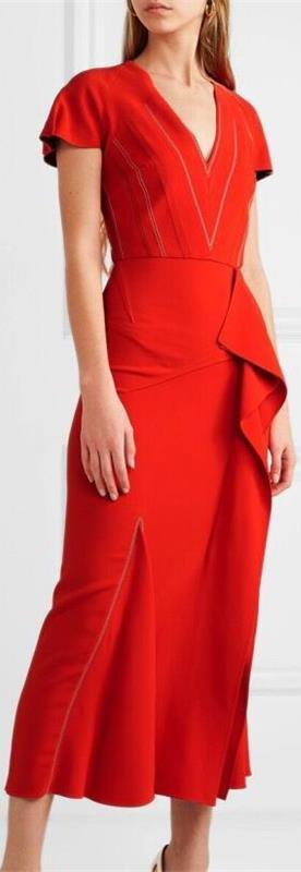 V-Neck Flutter-Trim Dress | DESIGNER INSPIRED FASHIONS