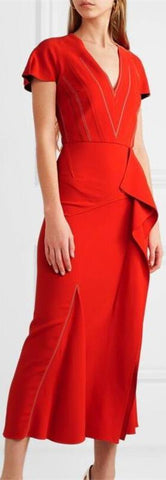 V-Neck Flutter-Trim Dress | DESIGNER INSPIRED FASHIONS