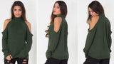 Cold-Shoulder Knit Sweater - (Various Colors to Choose From) - DESIGNER INSPIRED FASHIONS