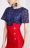 Sequined Color-Contrast Evening Dress