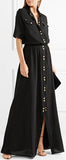 Black Long Crinkle Maxi Dress
