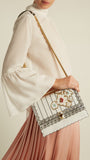 'Kan I' Floral-Appliqu̩ Leather Shoulder Bag - White/Silver