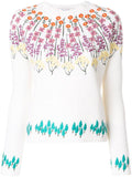 Floral Embroidered Rib Knit Sweater