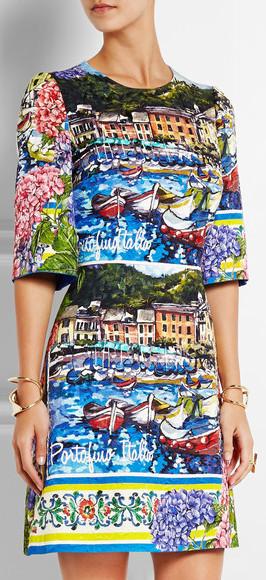 'Portofino' Printed Brocade Mini Dress - DESIGNER INSPIRED FASHIONS
