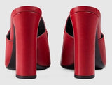Princetown Leather High-Heel Mule in Red - DESIGNER INSPIRED FASHIONS
