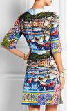 'Portofino' Printed Brocade Mini Dress - DESIGNER INSPIRED FASHIONS