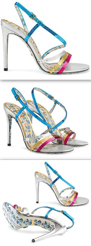 Metallic Leather Sandals with Sequins