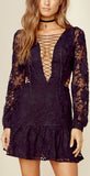 'Jolene' Lace-up Dress, Black