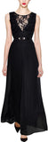 Long Black Lace and Macrame Detailed Dress