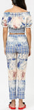 Off-the-Shoulder Printed Crop Top and Pant Set | DESIGNER INSPIRED FASHIONS