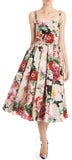 Pleated Floral Organza Midi Dress