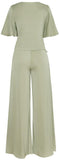 Faux-Wrap Top and Wide Leg Pant Set