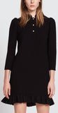 Black Textured Dress with Jewelled Buttons