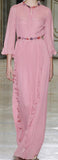 Embroidered Pleated Chiffon Ruffle Gown