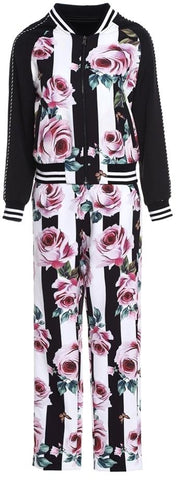 Floral Striped Jacket & Pant Set