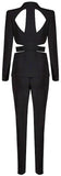 Black Cut-Out Stretch Jacket & Pant Set - DESIGNER INSPIRED FASHIONS