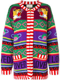 Tiger Instarsia Knit Cardigan Sweater