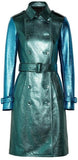 Metallic Textured-Leather Trench Coat - DESIGNER INSPIRED FASHIONS