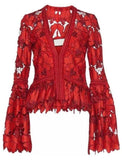 'Vinton' V-Neck Floral Lace Long-Sleeve Top