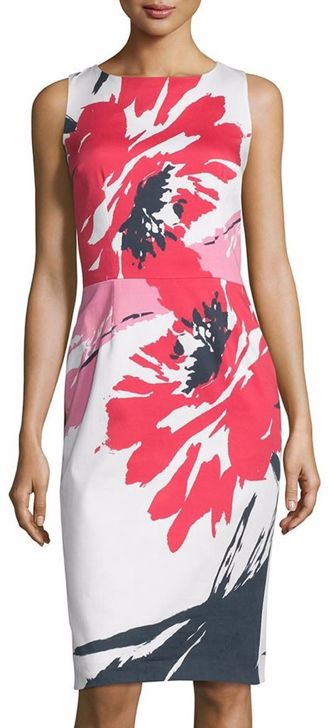 Sleeveless Macro-Floral-Print Sheath Dress, Multi Colors - DESIGNER INSPIRED FASHIONS