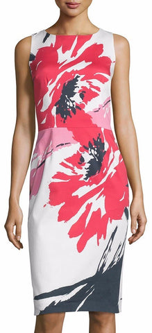 Sleeveless Macro-Floral-Print Sheath Dress, Multi Colors - DESIGNER INSPIRED FASHIONS