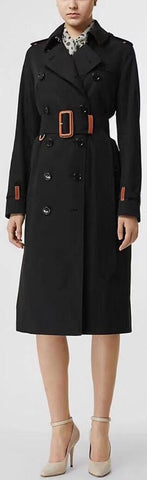 Cotton Gabardine Trench Coat, Black | DESIGNER INSPIRED FASHIONS
