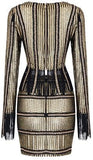2 Pc Fringed Gold Top & Skirt Set