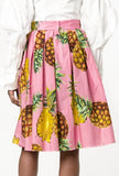 Pineapple Print Midi-Knee Skirt