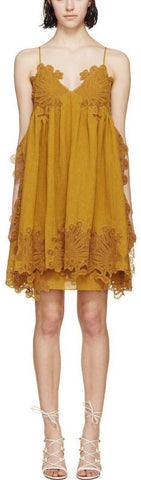 Yellow Embroidered Camisole Dress