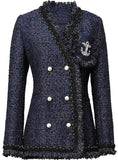 Anchor-Embellished Tweed Jacket