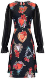 Embellished Sacred Heart Printed Mini Dress